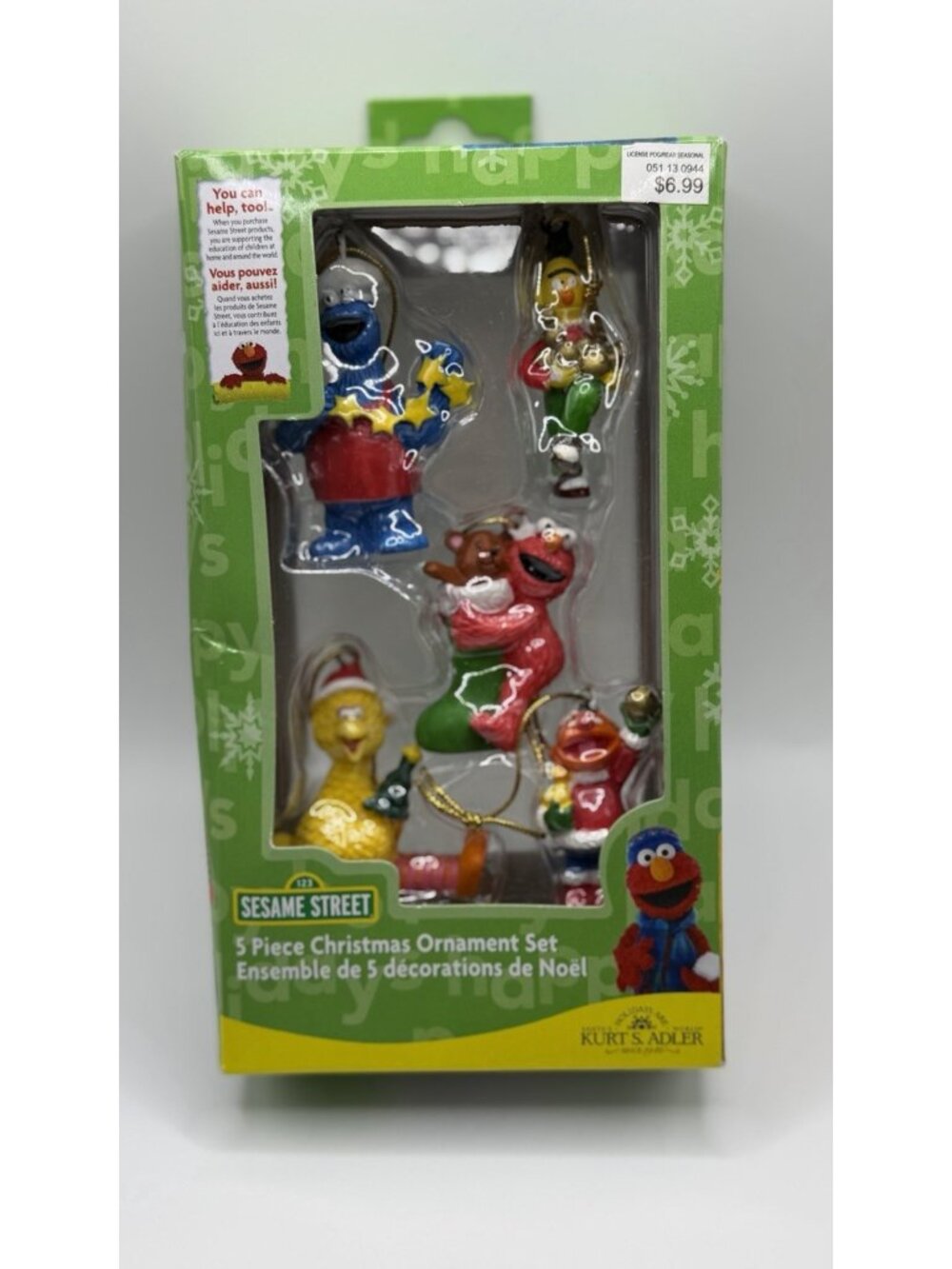 Kurt S. Adler SESAME STREET 5 Piece Christmas "Mini"‎ Holiday Ornament Set 2007